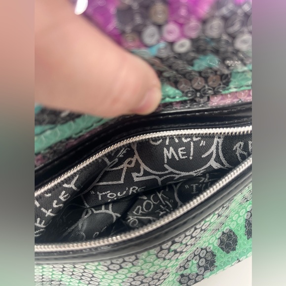 BETSEY JOHNSON Purse Handbag Bag Multi Color Leopard Print Sequins Chain NWOT - Picture 6 of 8